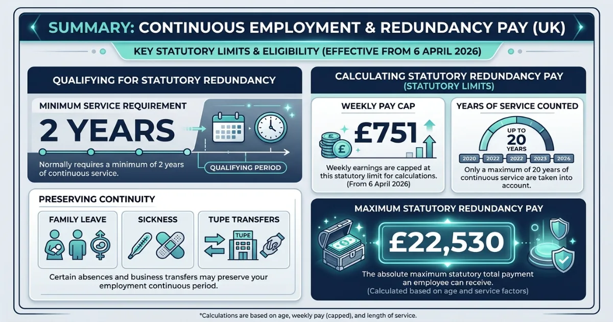 Continuous employment and redundancy pay summary