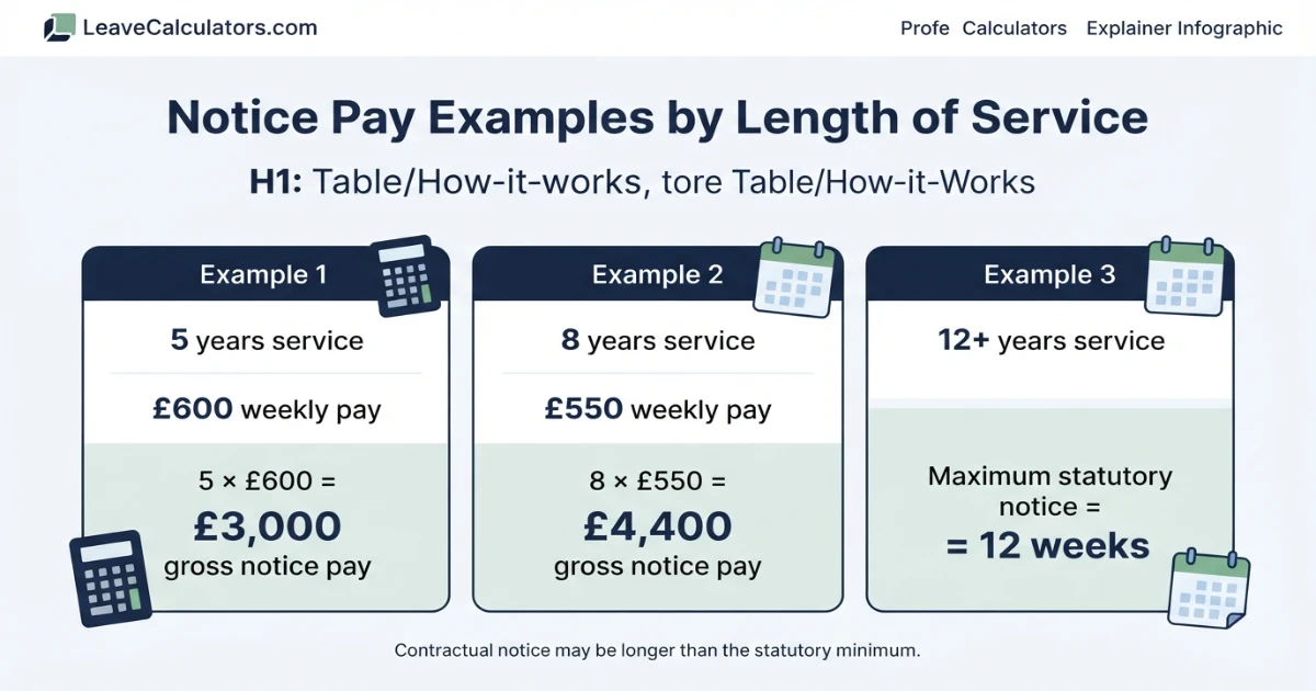 Notice pay examples by length of service in the UK