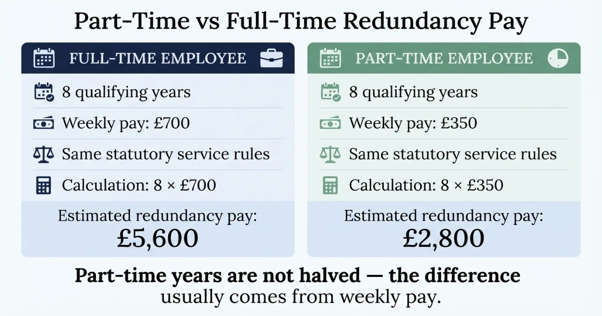 Part-time vs full-time redundancy pay comparison in the UK