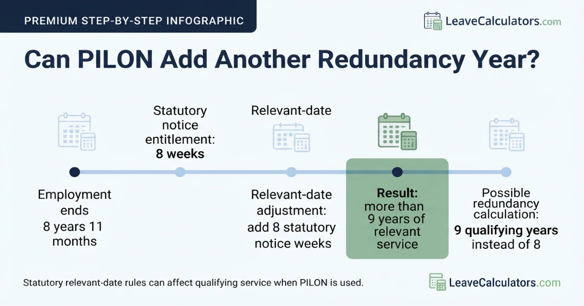 PILON redundancy service example showing statutory notice added to qualifying service
