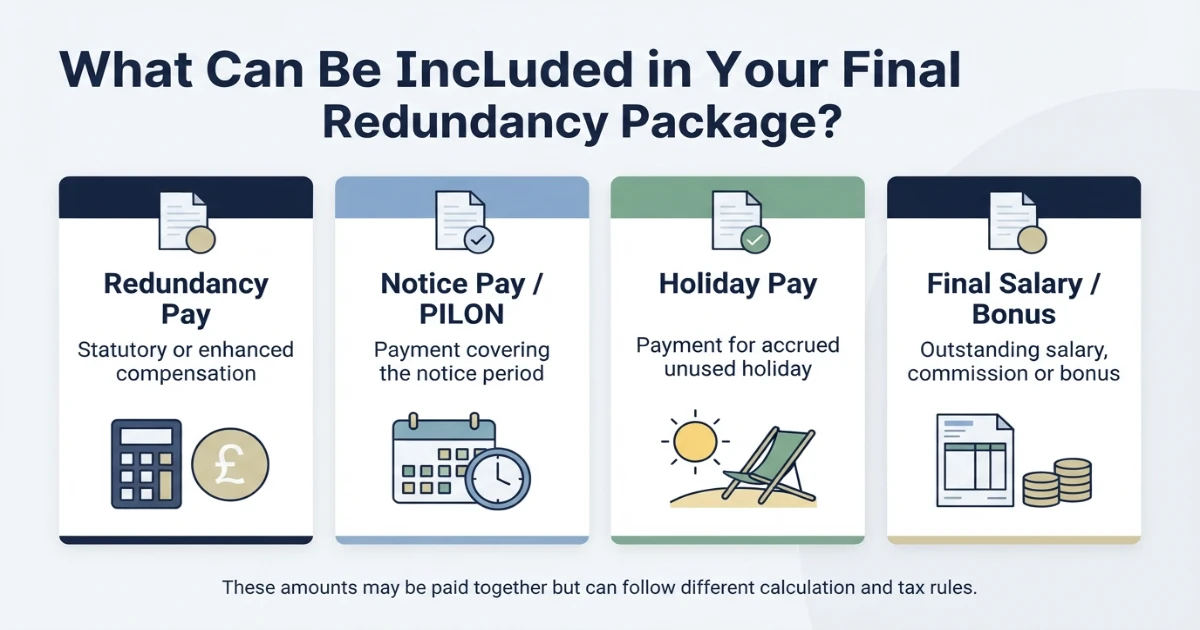 UK redundancy final package including redundancy pay notice pay and holiday pay