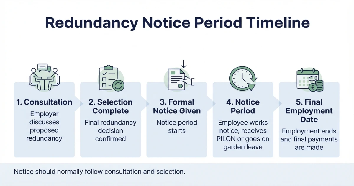 Redundancy notice period timeline from consultation to final employment date